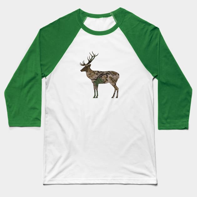 Camo Deer - 6 Baseball T-Shirt by Brightfeather